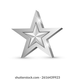 Winner award. silver star 3d symbol. Poster template for event party. Vector illustration