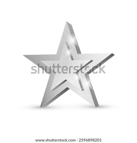 Winner award. silver star 3d symbol. Poster template for event party. Vector illustration