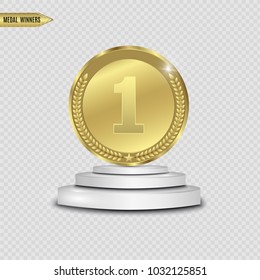 Winner background. First place of competition. Podium on the transparent background