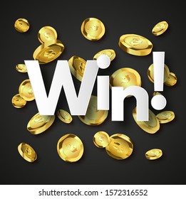 Winner background with gold coins, Jackpot concept vector background.