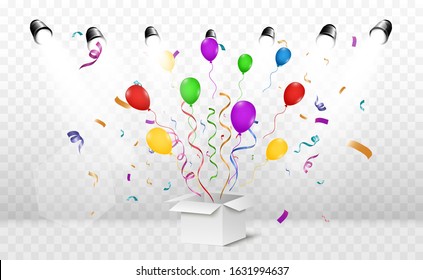 Winner background with light effects, confetti and a festive cap. Winning illustration for congratulations.