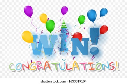 
Winner background with light effects, confetti and a festive cap. Winning illustration for congratulations.