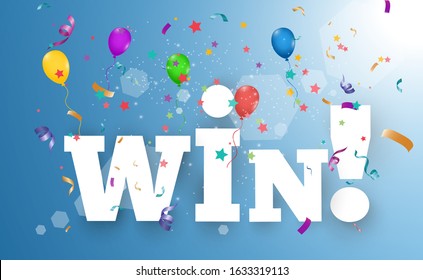 
Winner background with light effects, confetti and a festive cap. Winning illustration for congratulations.