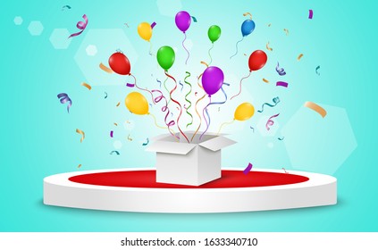 Winner background with light effects, confetti and a festive cap. Winning illustration for congratulations.