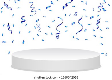 Winner background. Podium with confetti. Festive vector illustration