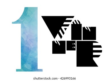 Winner, background with polygonal text and ribbon, isolated on white. Vector illustration.