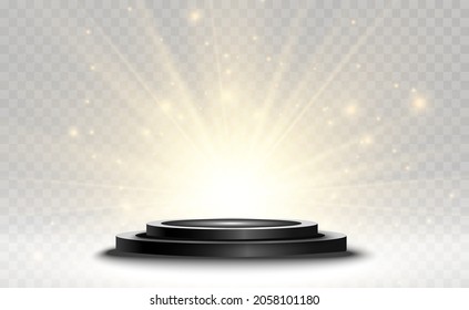 	
Winner background with signs of first, second and third place on a round pedestal. Vector winner podium sports symbols.	

