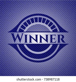 Winner badge with denim texture