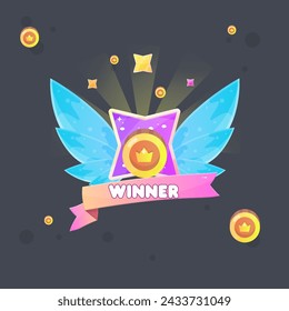 Gewinner-Abzeichen-Spiel UI Cute Kawaii-Stern Vier spitzen Magie glänzend Icon Vektor isoliert