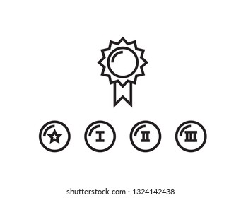 Winner badge isolated icons set. Victory, number one symbol for your web site design, logo, app, UI. Vector illustration, EPS10.