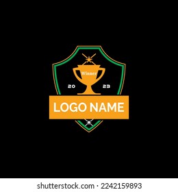 Winner badge logo icon vector template with black background