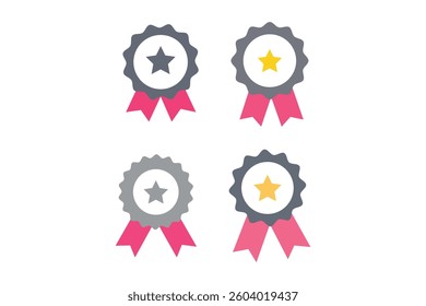 Winner Badge Ribbon Icon Sets, winner badge, ribbon icon, best award ribbon, premium quality badge