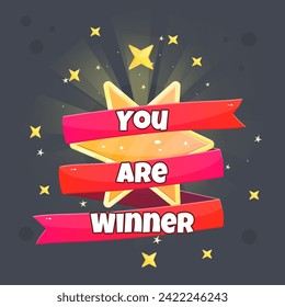 Winner Badge  Star Six Pointed Magic Glossy Icon Vector Isolated