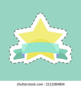 Winner Badge Sticker in trendy line cut isolated on blue background