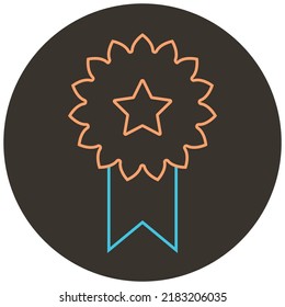 Winner badge two color icon outline on dark brown round background.