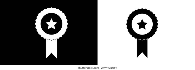 Winner badge vector icon in solidglyph style on white and black 