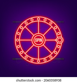 Winner banner. Slot machine with lucky sevens jackpot. Neon style. Vector illustration