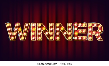Winner Banner Vector. Casino Shining Lamp Background. For Luck Design. Business Illustration