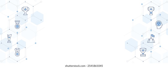 Winner Banner Vector Illustration with Two-sided Icon Style. Line Duotone icon. Containing trophy, winner, medal, achievement, award.