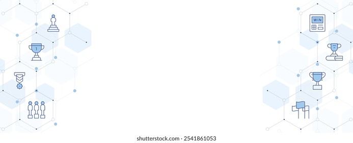 Winner Banner Vector Illustration with Two-sided Icon Style. Line Duotone icon. Containing medal, success, trophy, award, cup, flags, vending machine, leadership.