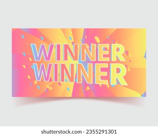 Winner banner. Win congratulations vintage frame, golden congratulating framed sign with gold confetti