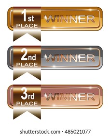 "Winner" banners isolated on a transparent background, in vector