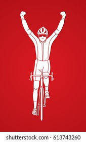 The winner Bicycle riding front view graphic vector.