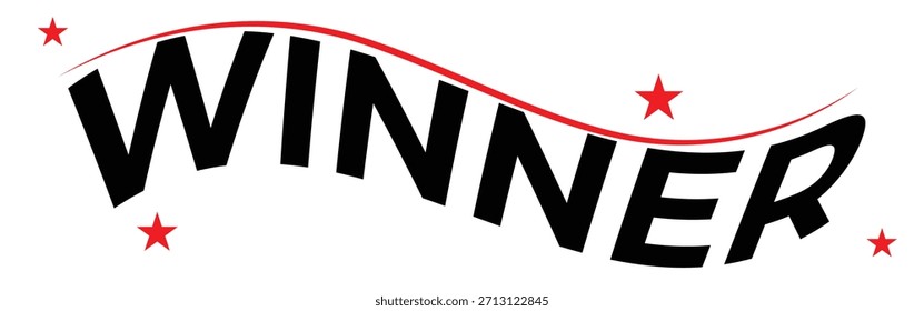 o design de texto preto vencedor e a linha de curva vermelha iniciam a tipografia de caligrafia vetorial	
