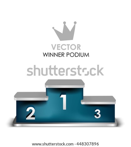 Winner blue podium with 1st, 2nd, 3rd place. Vector isolated podium
