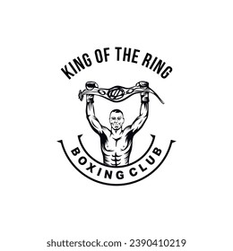 Winner in Boxing ring logo design premium