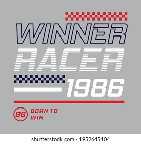 Winner, Boys Racing Graphic T Shirts Vector Designs And Other Uses