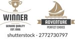 Winner brand and adventure label showcasing genuine quality since 1886
