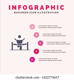 Winner, Business, Finish, Leader, Leadership, Man, Race Solid Icon Infographics 5 Steps Presentation Background