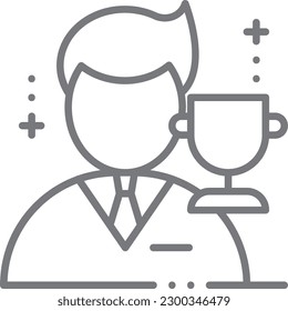 Winner Business people icon with black outline style. success, achievement, award, champion, win, reward, star. Vector illustration
