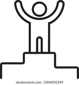 Winner Business people icon with black outline style. success, achievement, award, champion, win, reward, star. Vector illustration