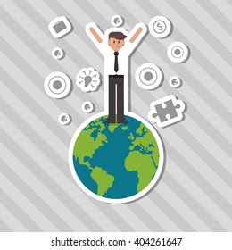 Winner and businessman design, vector illustration