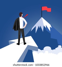The Winner. Businessman watches his shadow and contemplating about victory. Business vector concept illustration