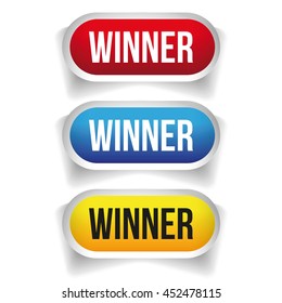 Winner button set vector