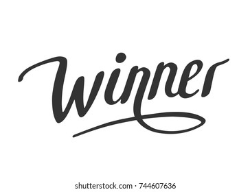 Winner. Calligraphy lettering. Handwritten phrase with black text on white background. Vector illustration