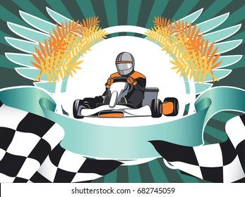 The winner came first. Karting, Layout on a sports theme, Kart, Competition, Championship, Winner