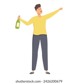 Winner with champagne icon cartoon vector. Happy boy. Office leader