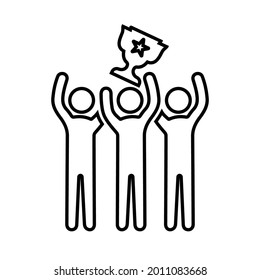Winner, champion, achievement line icon. Outline vector graphics.