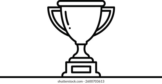 Winner, Champion, Award Trophy Line Icon Vector
