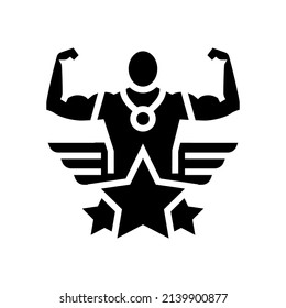 winner champion glyph icon vector. winner champion sign. isolated contour symbol black illustration