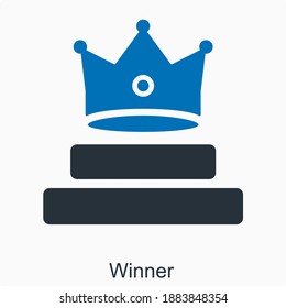 Concepto de icono de ganador y campeón