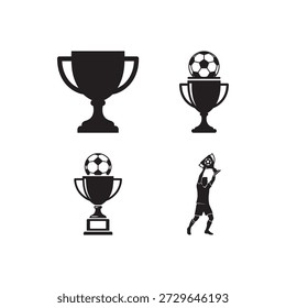 Winner champion trophy icon set 