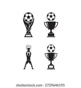 Winner champion trophy icon set 