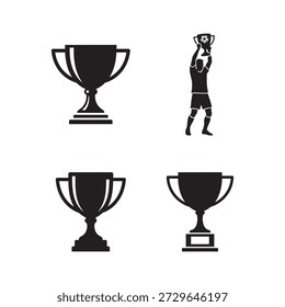 Winner champion trophy icon set 