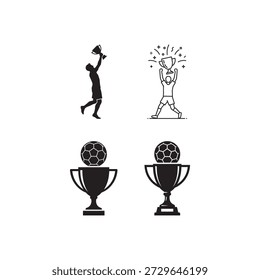 Winner champion trophy icon set 