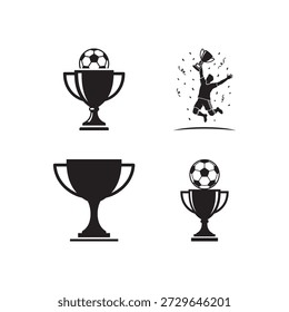 Winner champion trophy icon set 